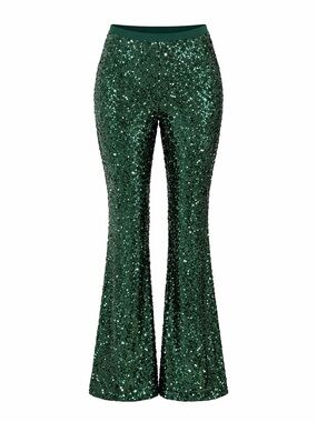 Anthropologie Emerald Green Sequin Flare Pants